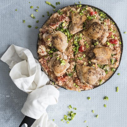 Keto One-Pan Chicken Thighs with Cauliflower Rice