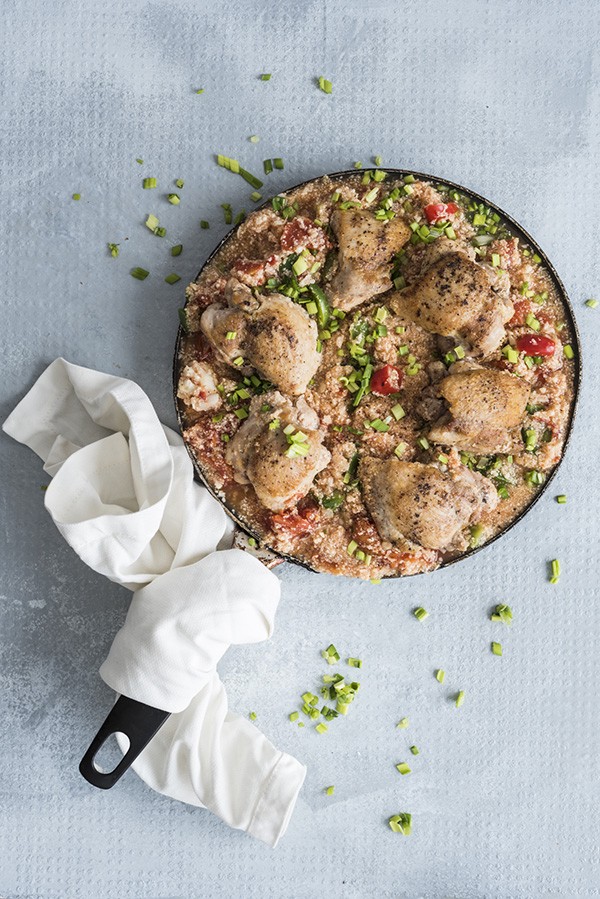 Keto One-Pan Chicken Thighs with Cauliflower Rice