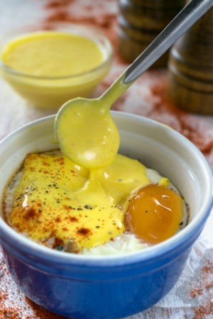 Keto Baked Eggs with Hollandaise