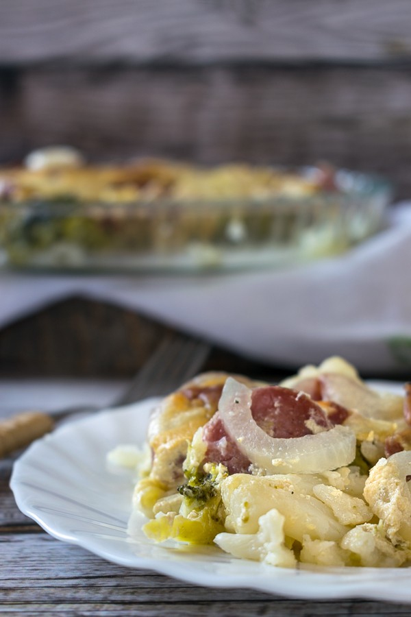 Keto Sausage and Broccoli Cauliflower Gratin