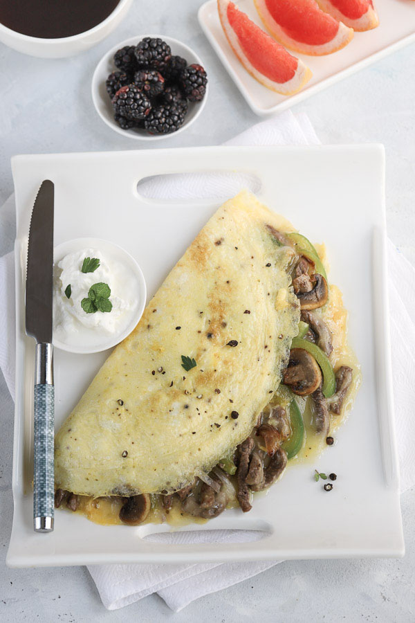 Keto Hearty Cheesesteak Omelet