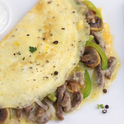 Keto Hearty Cheesesteak Omelet