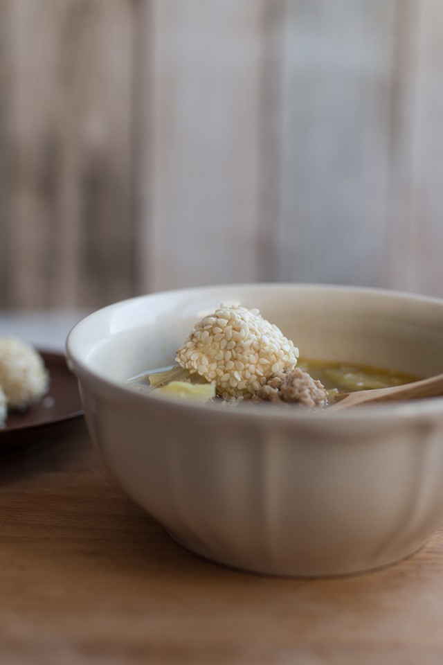 Keto Pork and Kale Soup with Sesame Fat Bombs