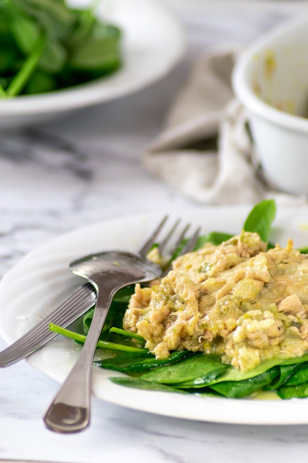 Keto Cheesy Tuna Casserole with Spinach