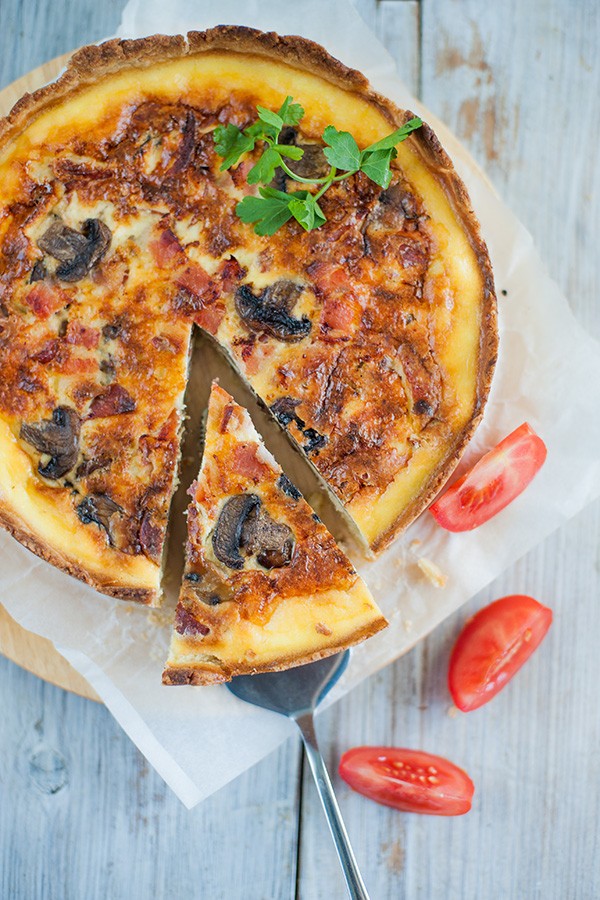 Low Carb Cheesy Bacon and Mushroom Pie