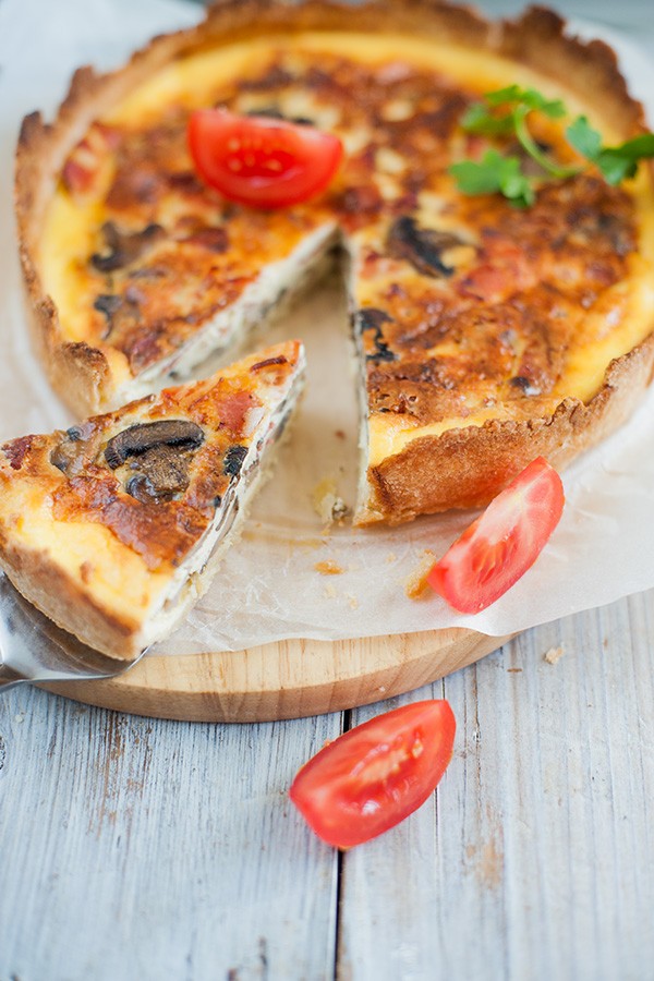 Keto Cheesy Bacon and Mushroom Pie