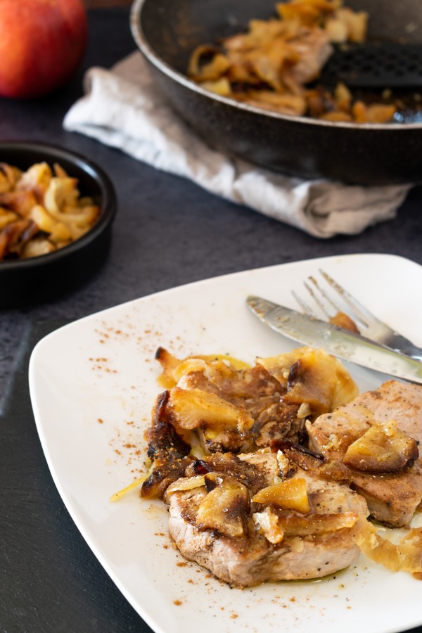 Low Carb Grilled Pork Medallions with Fried Apples