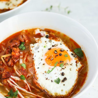 Keto Chorizo Cabbage Stew with Fried Egg