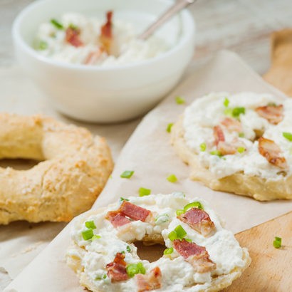 Keto Bagels with Bacon Scallion Cream Cheese