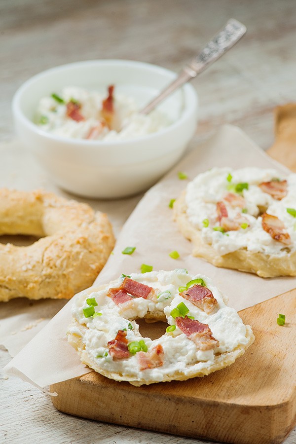 Keto Bagels with Bacon Scallion Cream Cheese