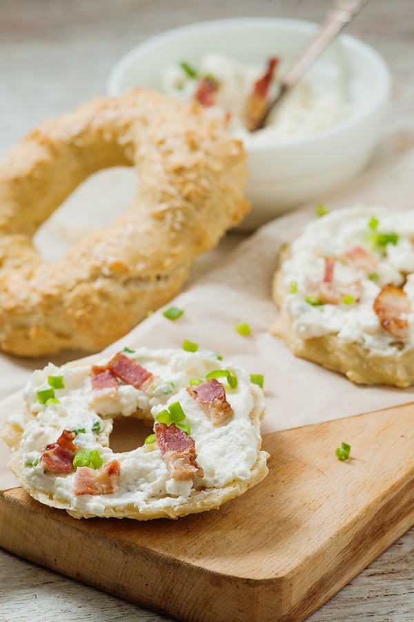 Keto Bagels with Bacon Scallion Cream Cheese