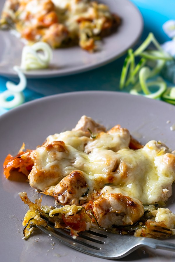 Creamy Low Carb Chicken Spaghetti Bake