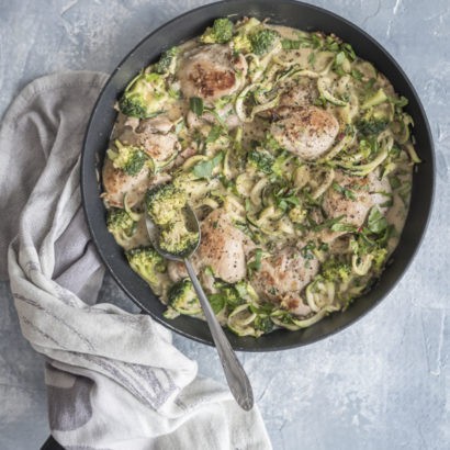 Keto Chicken Broccoli Alfredo Zoodles