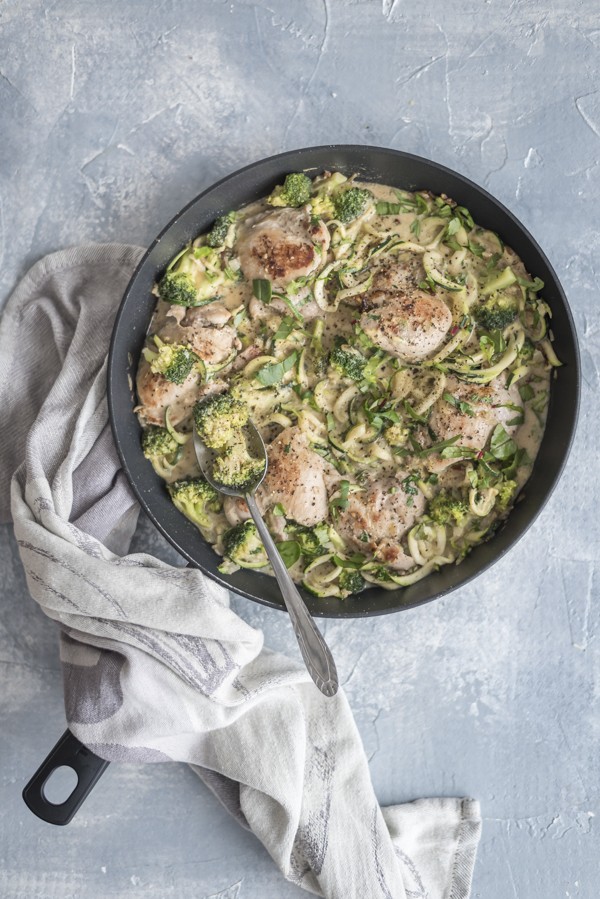 Keto Chicken Broccoli Alfredo Zoodles