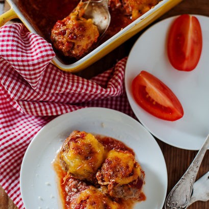 Keto Parmesan Meatball Casserole