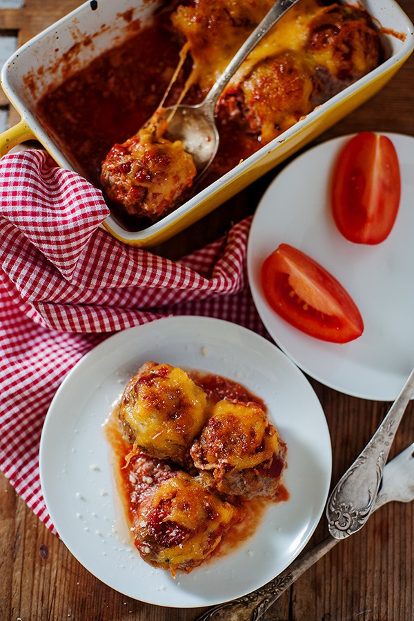 Keto Parmesan Meatball Casserole