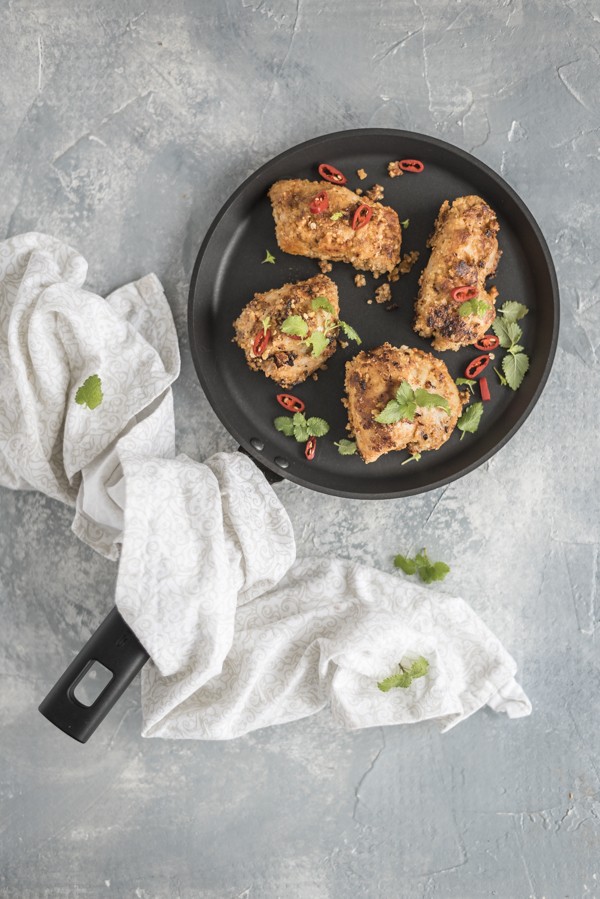 Low Carb Spicy “Fried Chicken” Thighs