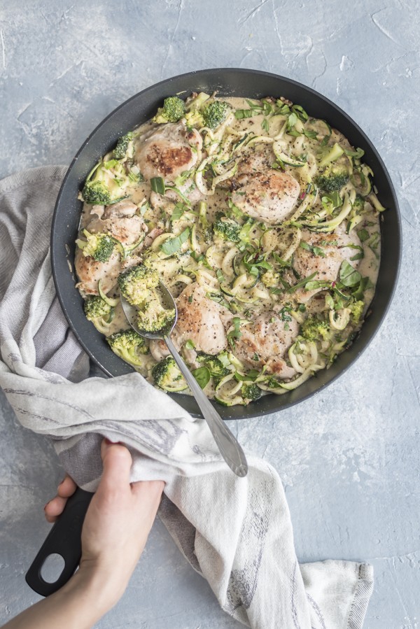 Keto Chicken Broccoli Alfredo Zoodles