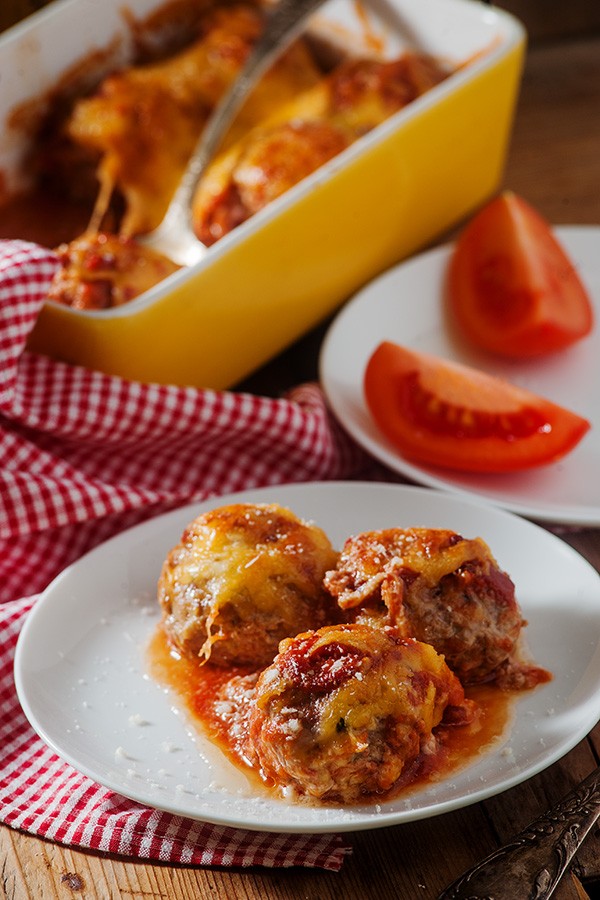 Low Carb Parmesan Meatball Casserole