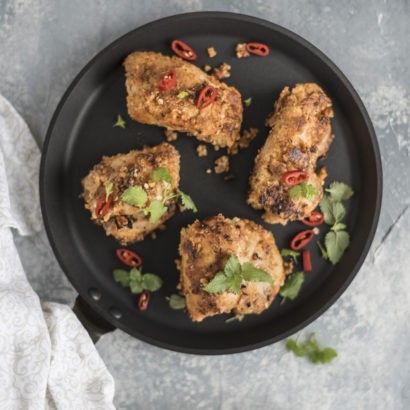 Keto Spicy "Fried Chicken" Thighs