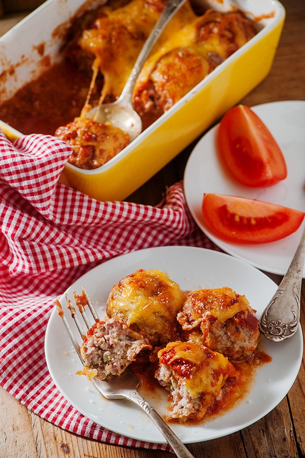 Keto Parmesan Meatball Casserole