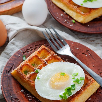 Keto Cauliflower Waffles with Fried Eggs