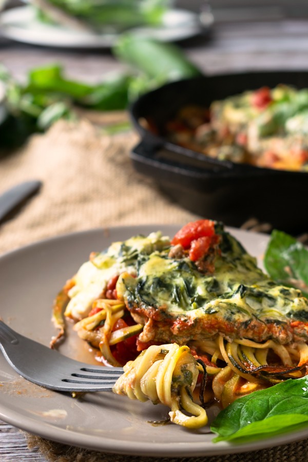 Low Carb Zucchini Manicotti Skillet