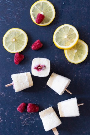 Keto Mini Lemon Raspberry Cheesecake Popsicles