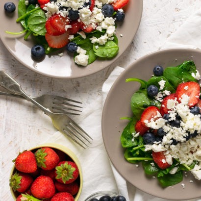 Keto Summer Berry Spinach Salad with Feta