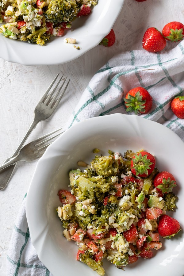 Keto Broccoli, Strawberry, and Feta Summer Salad