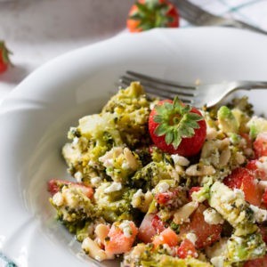 Keto Broccoli, Strawberry, and Feta Summer Salad