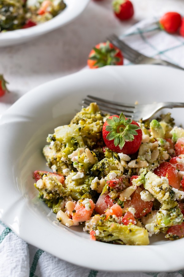 Keto Broccoli, Strawberry, and Feta Summer Salad