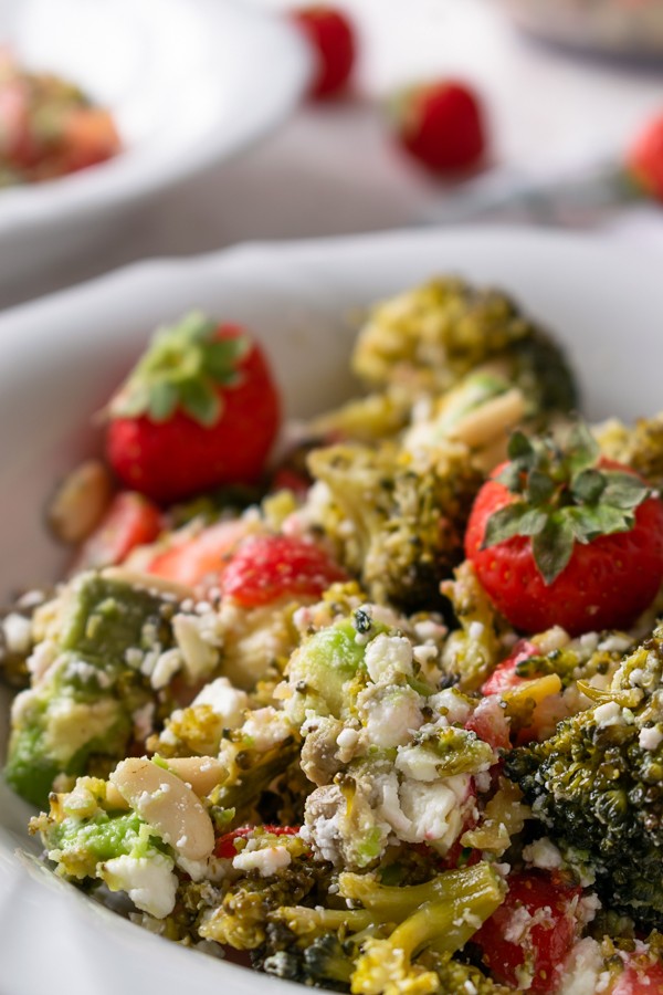 Low Carb Broccoli, Strawberry, and Feta Summer Salad