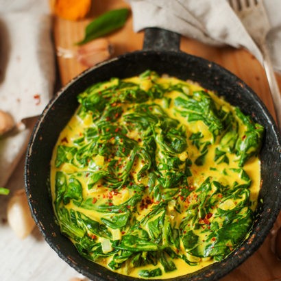 Low Carb Creamy Curried Spinach