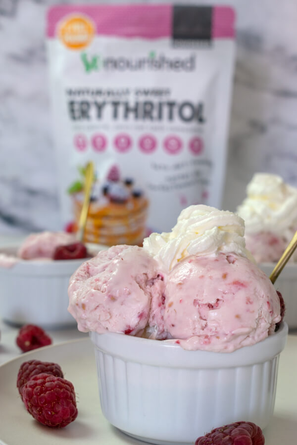 Keto Raspberry Homemade Ice Cream