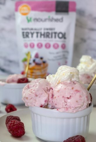 Keto Raspberry Homemade Ice Cream